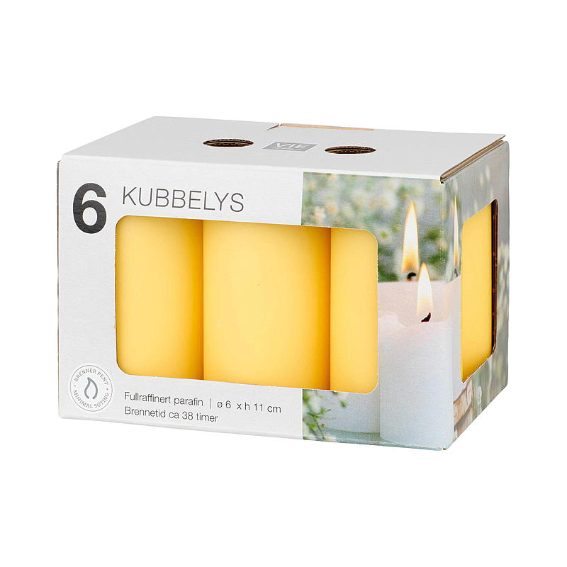 Vie Home Kubuslamp 6-pack 6x11 cm geel
