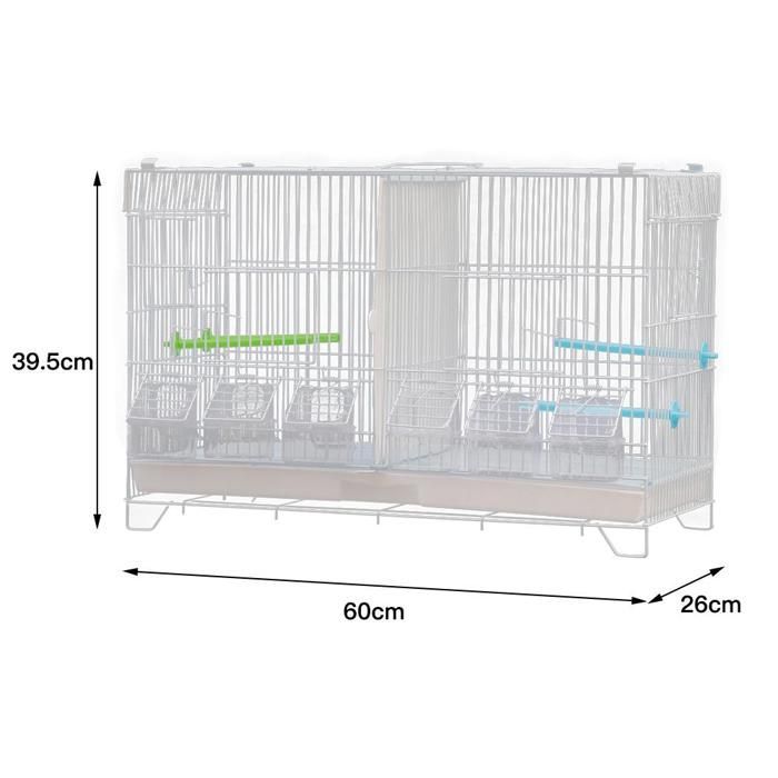 MIPAN. Cage À Oiseaux Volière Avec Mangeoires -  Pour Canaris Perruches Perroquets - 60x26x39.5cm - Blanc