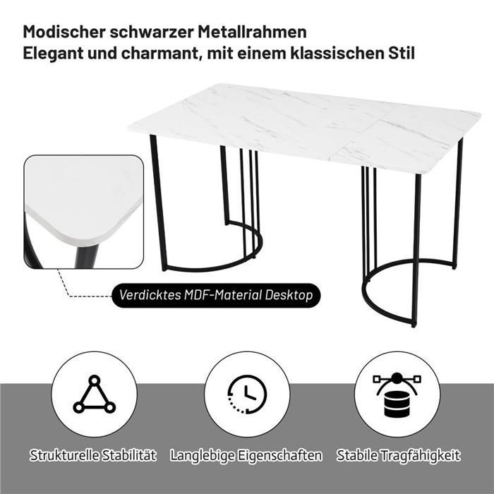 Modern Rectangular Kitchen Table and Chair Set (7 Pieces), with 6 Grey Velvet Chairs, Black Table Legs