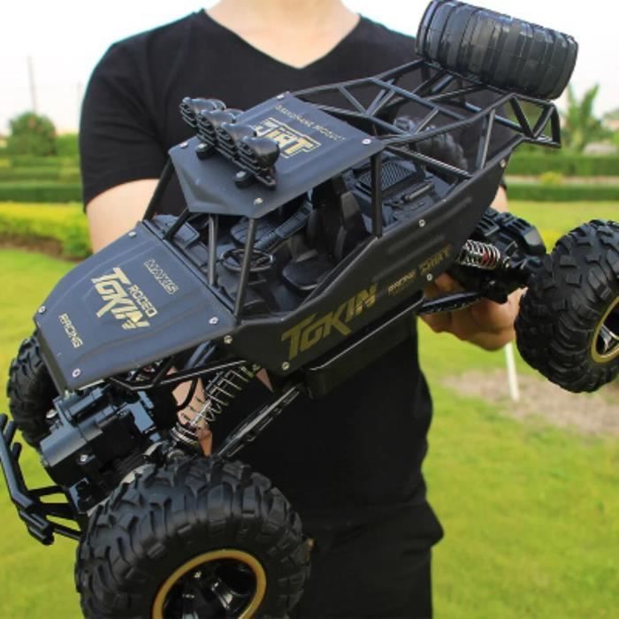 6026--37CM Noir 1B - Camions télécommandés à grande vitesse pour enfants, Voiture tout-terrain 4x4, Jouets po