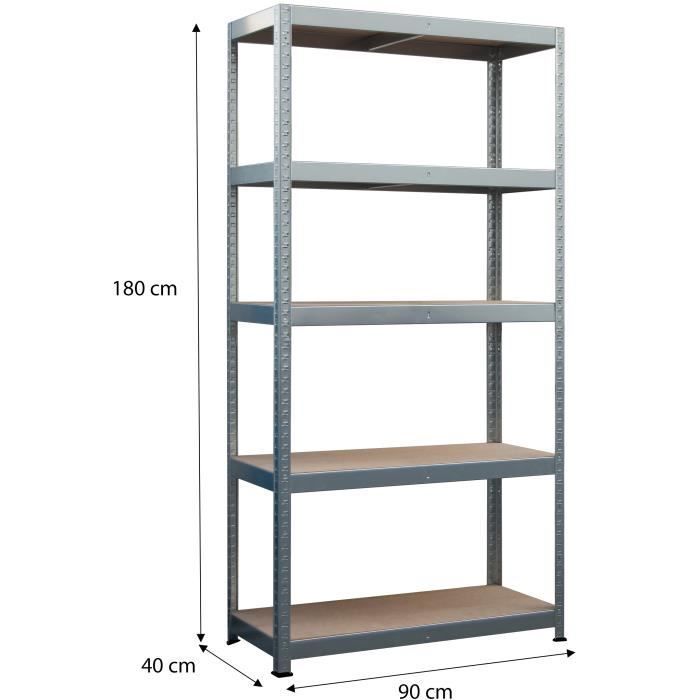 Robuust stellingsysteem met 5 schappen - B90 x D40 x H180 cm - 175 kg per schap