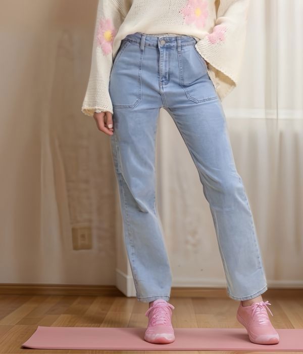 Jean Femme - G-SMACK - Wide Leg - Taille Haute - Confort - Grande Taille - Bleu