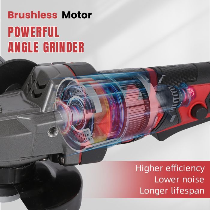 Meuleuse d'angle sans fil de 5 pouces avec un disque de 125 mm de diamètre et une puissance de 1500 W, utilisée pour le polissage