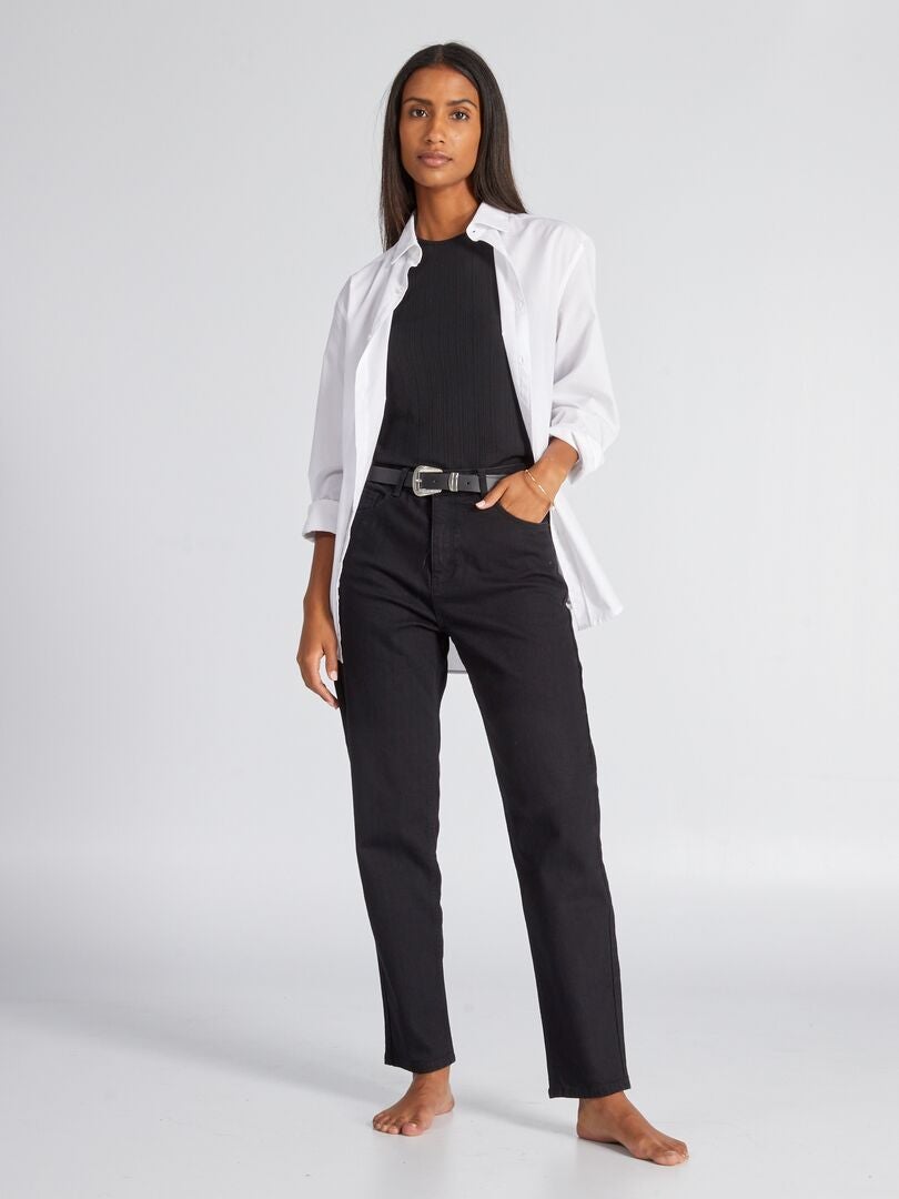 Pantalones vaqueros de talle alto regulares - 38/28L - NEGRO