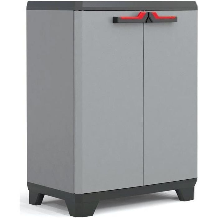 Armario bajo de almacenamiento Keter Stilo, gris y negro, 90 cm, organizador 434769