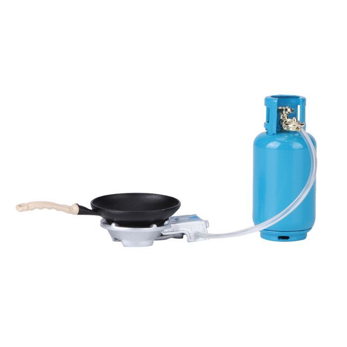 3pcs 1:12 Scale Miniature Dollhouse Simulated Gas Stove Tank Kitchen Utensil Model Kit