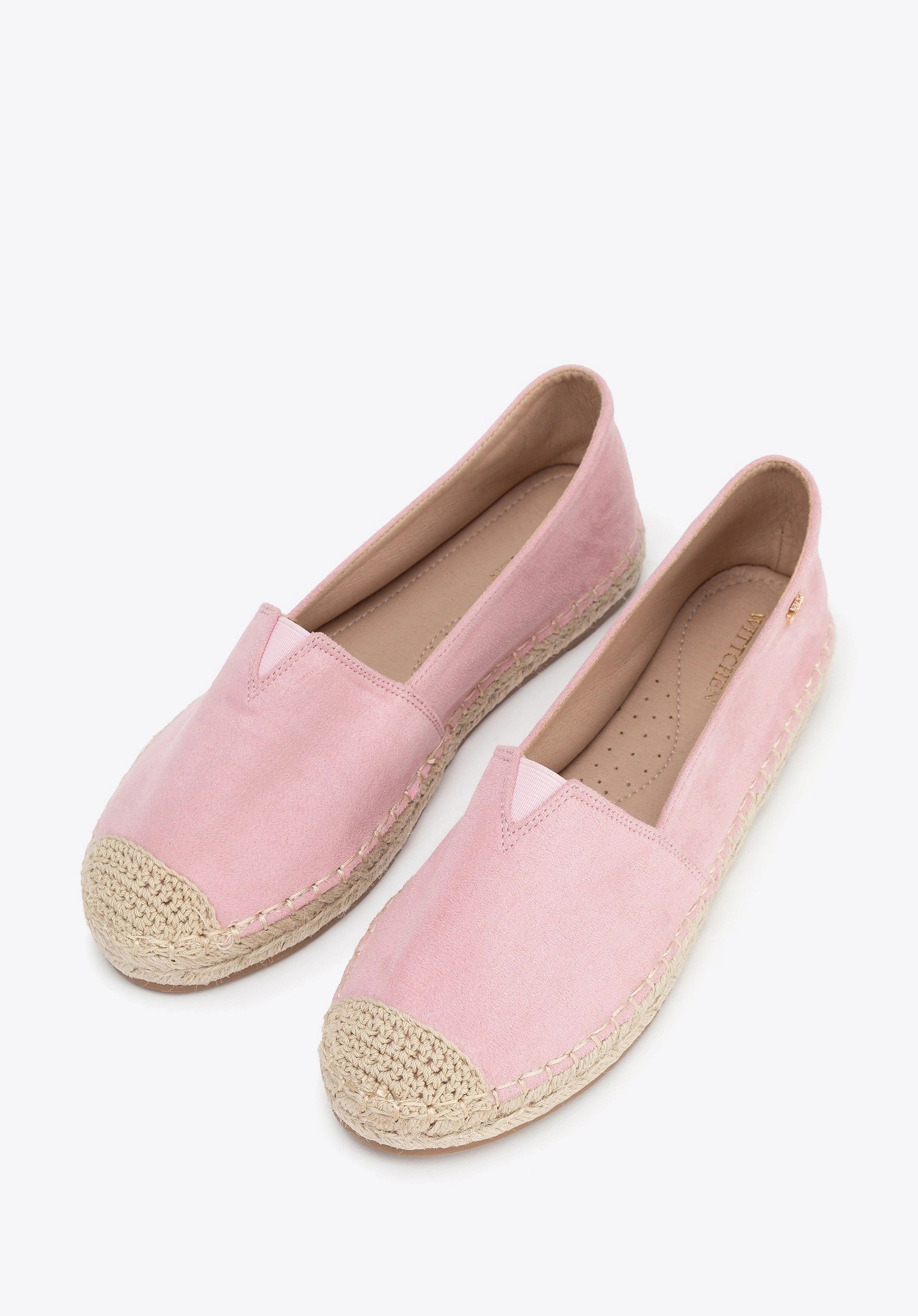 Damskie espadryle z plecionym noskiem różowe