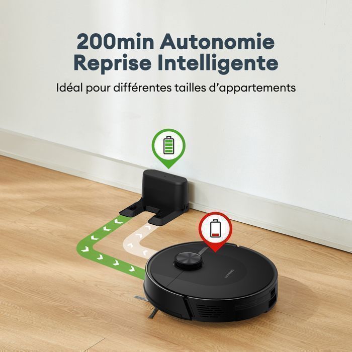 DL10 Robot Vacuum Cleaner - ULTENIC - 8000Pa / Up to 200 Mins - App and Alexa Connectivity - Pet Hair - Carpets