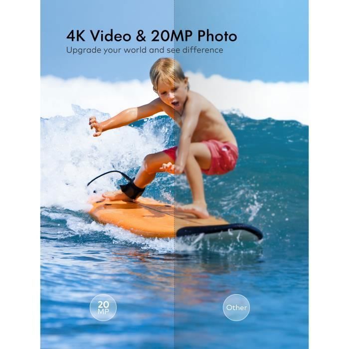 Câmera de ação WOLFANG GA100 - 4K 30 FPS com microfones duplos e acessórios