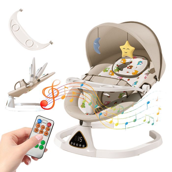Baby Swing and Bouncer, 3-in-1 Electric Swing with Remote Control, Dining Table, 5 Swing Modes, Timer, and Bluetooth