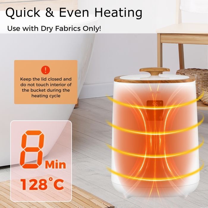 LIFEZEAL 18L Sèche-serviettes électrique pour salle de bain,128 °C seau chauffe-serviettes électrique avec indicateur de sécurité