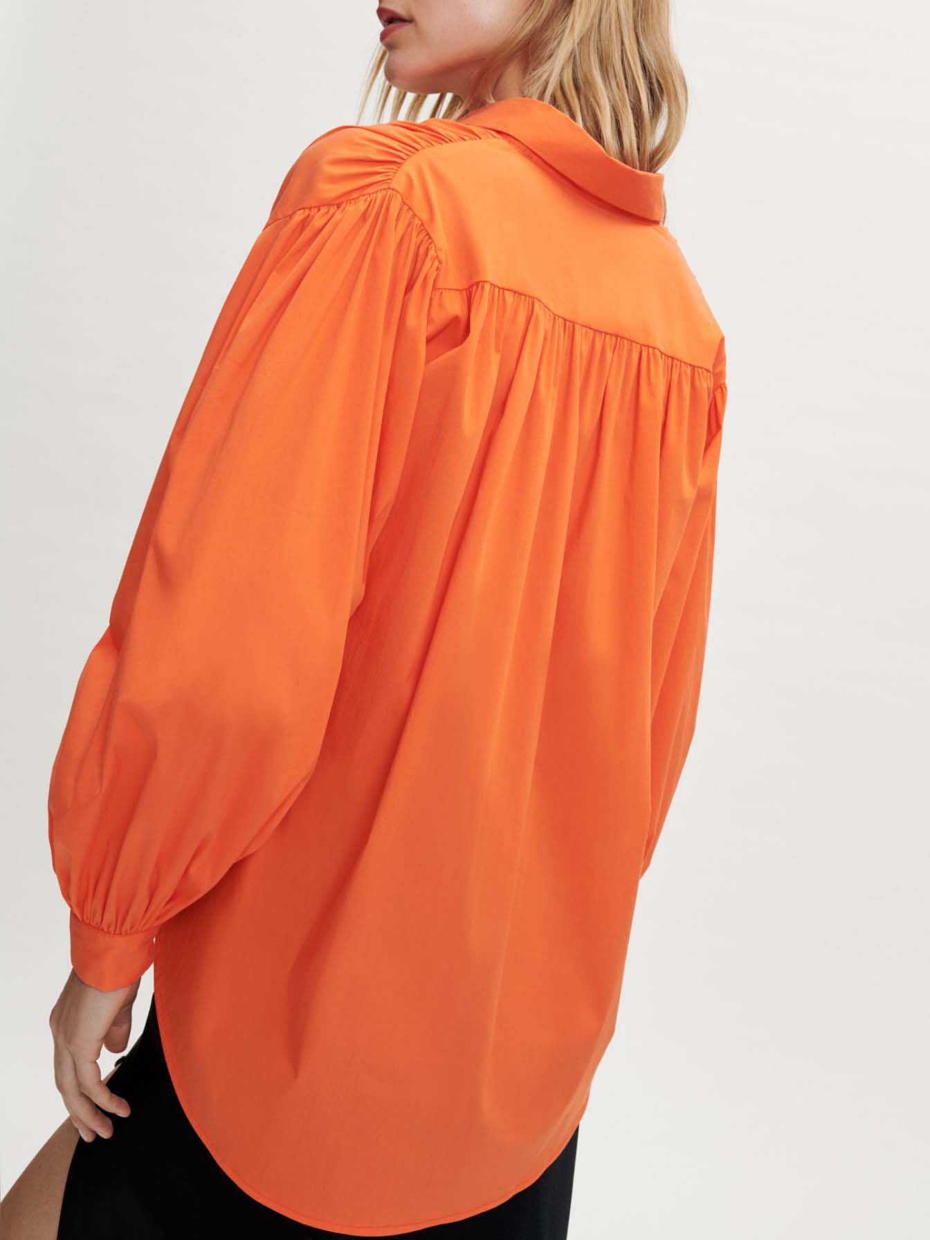 Oversized poplin overhemd in diverse kleuren - Oranje