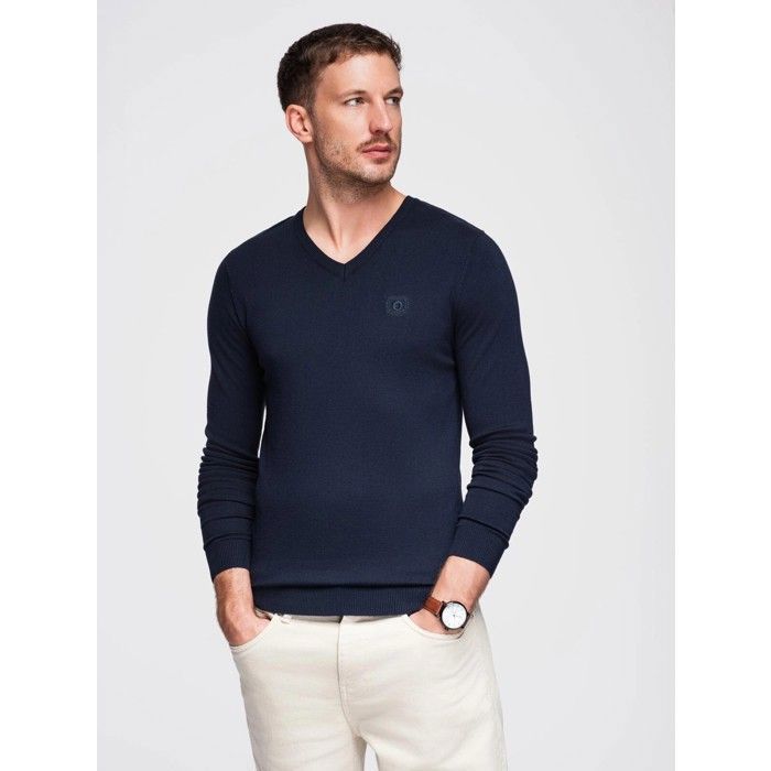Pull Col en V - Ombre - Pour Homme - Bleu marine