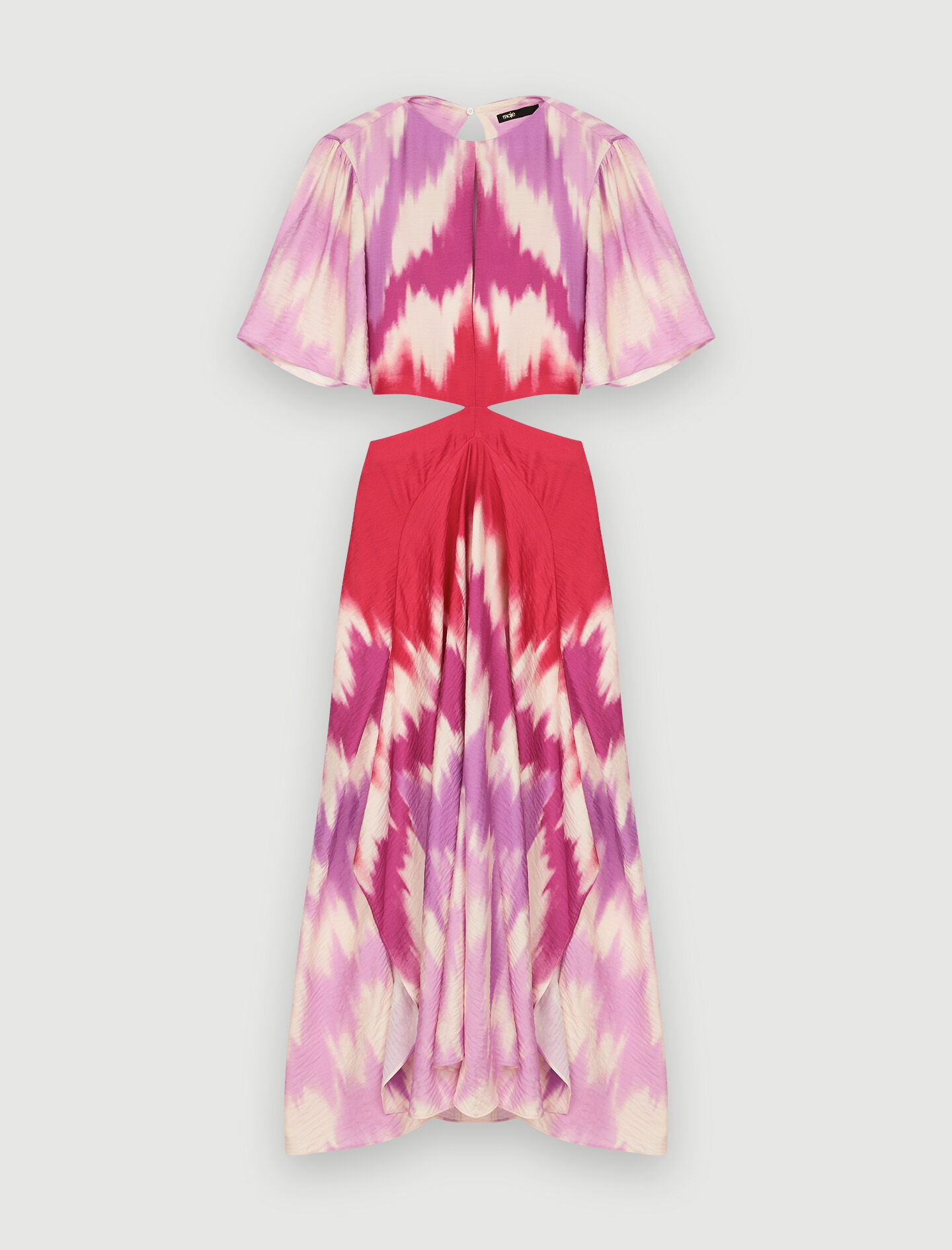 Asymmetrische tie-dye zakdoekjurk - Tie-dye fuchsia