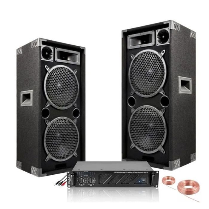 DJ PACK SONO 2000 including 2 SPEAKERS 1000 + 1 PA AMPLIFIER + HP CABLE + PC CABLE PA DJ SONO LED LIGHT sport mix
