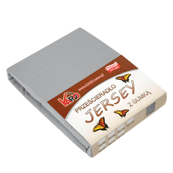 Prześcieradło jersey z gumką 140x200 szare 060 150g/m2 KARO