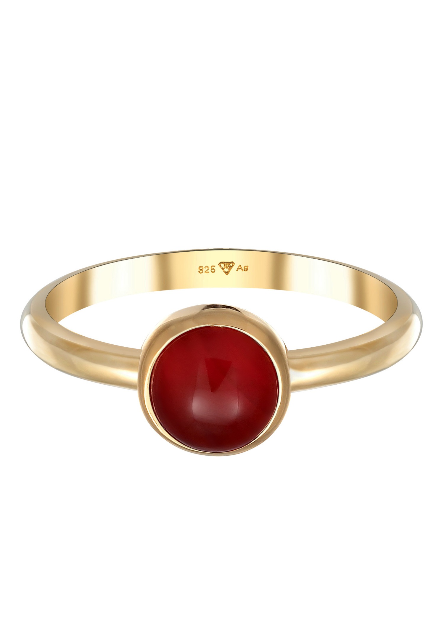 Elli PREMIUM Elli PREMIUM Bague Femmes Solitaire Simple avec Cornaline en argent sterling 925 plaqué or