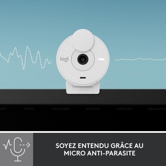 Cámara web Full HD 1080p - Logitech - Brio 300 - Micrófono integrado - Blanca