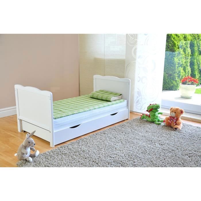 Omvormbaar babybedje met aloë vera-matras, veiligheidshekjes, in hoogte verstelbaar, 120 x 60 cm - Wit