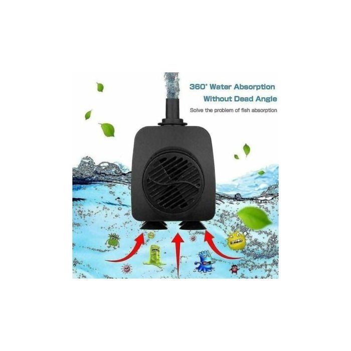Bomba para fuente de 15 W y 800 l/h, bomba para estanque, bomba para fuente, bomba para jardín, bomba para fuente con 12 LED.