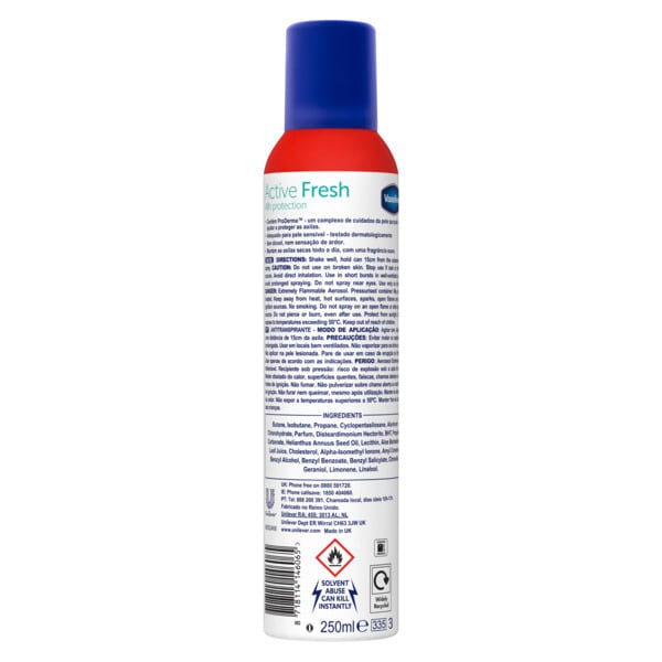 Vaseline Active Fresh Aerosol Antiperspirant Deodorant 250