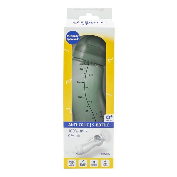 Difrax Natural 0+M S-steklenička<br>zelena, 250 ml