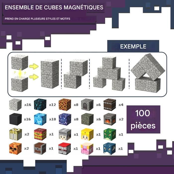 Magnetische bouwset voor kinderen - Magnetische kubus - 100 magnetische blokjes van 2 cm - Magnetische bouwset voor kinderen vanaf 6 jaar