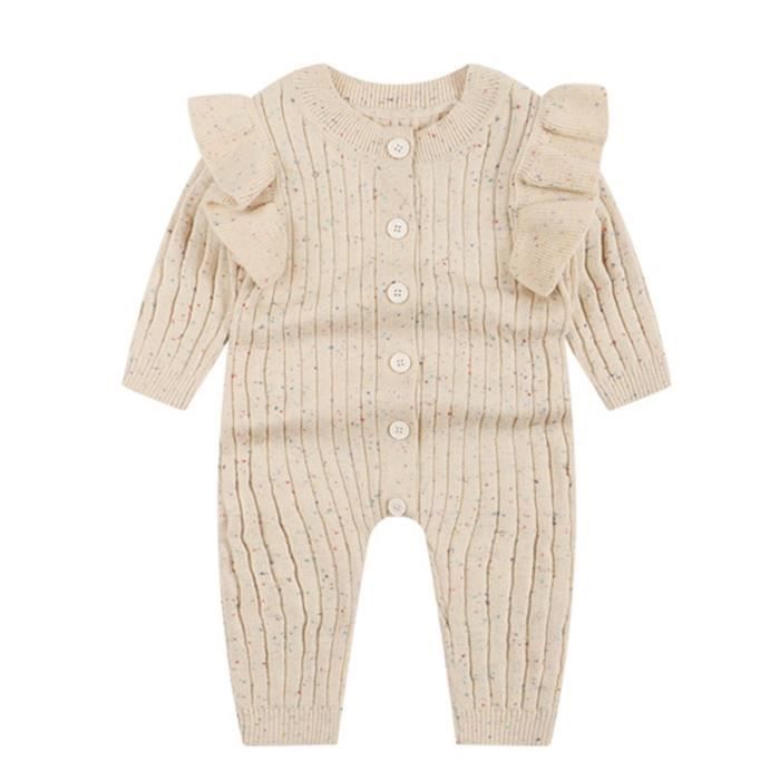 Pijama de bebé - FUNMOON - Pelele de punto - Color beige - Para niñas - Recién nacidas