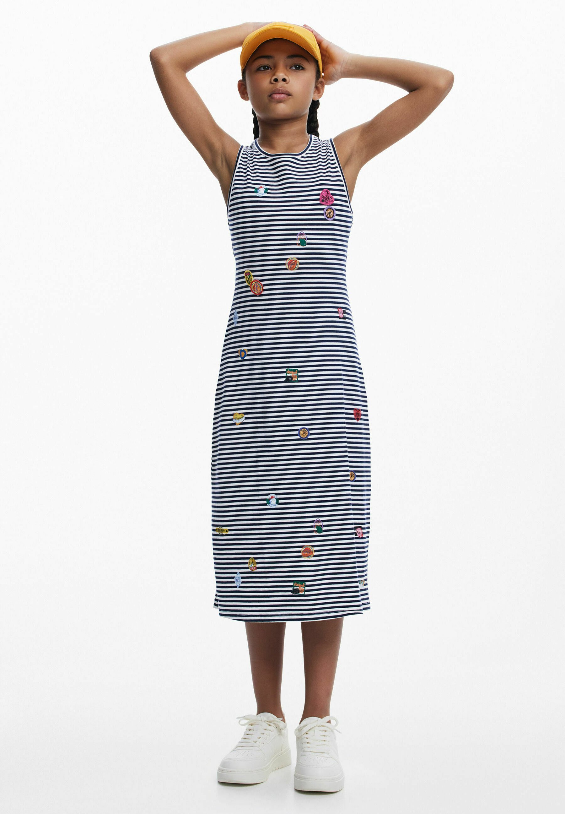 Desigual geborduurde jurk met uitsnijdingen - Jersey jurk - blauw