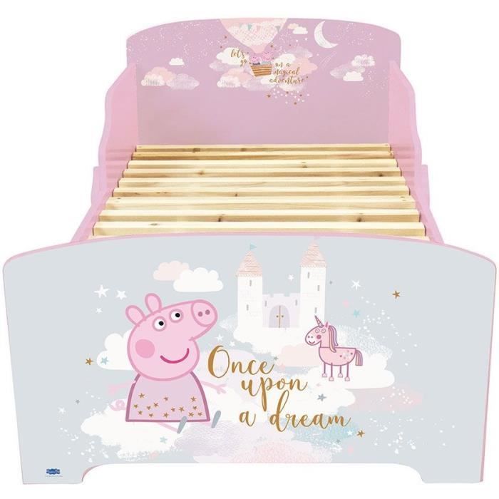 Cama de ensueño de Peppa Pig con base de listones, 140 x 70 cm.