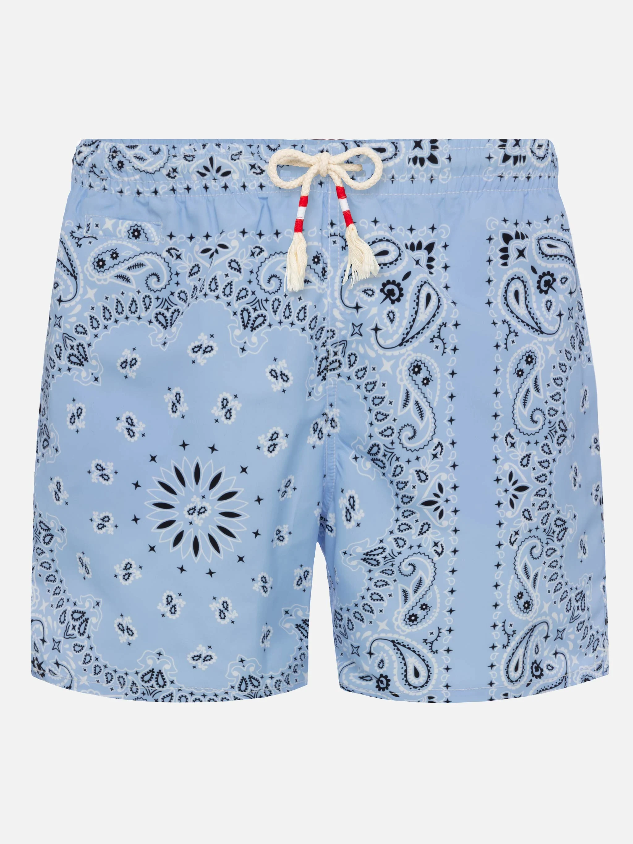 Costume mare lunghezza media Caprese con stampa bandana azzurra