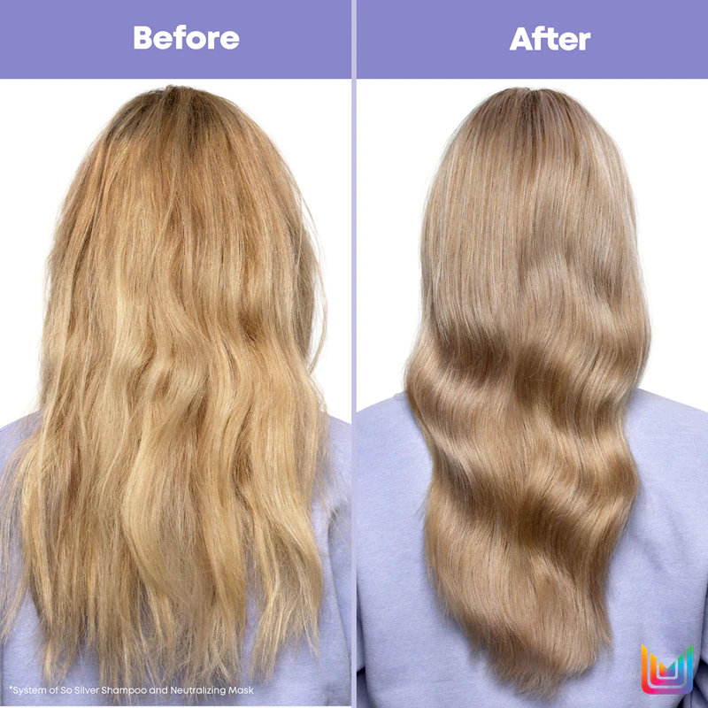 Matrix So Silver shampoo neutraliseert gelige tinten.