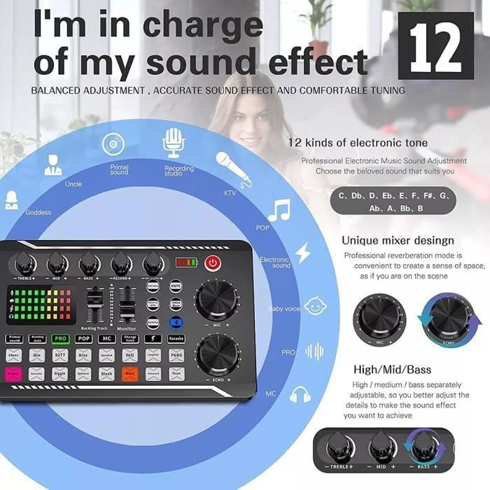 Mezclador de DJ - MARSEE - F998 - Micrófono BM-800 - Bluetooth - Efectos de mezcla