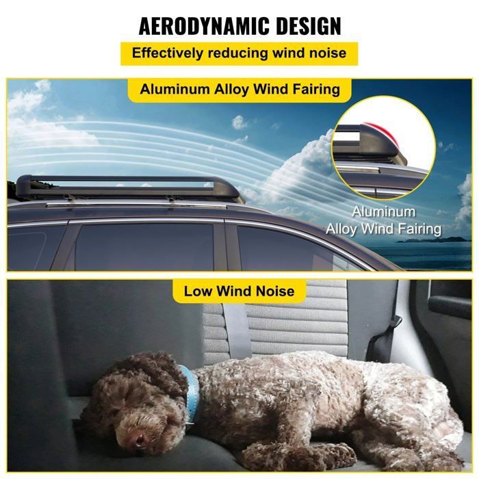 Cofre de techo para coche, capacidad de 100 kg, aleación de aluminio, negro.