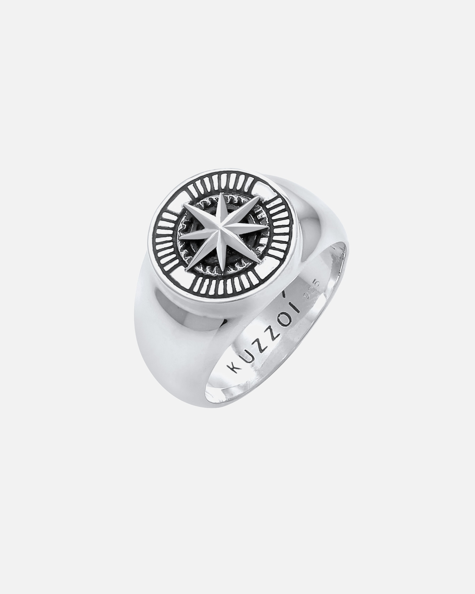 KUZZOI Hommes sceau boussole vintage en argent sterling 925