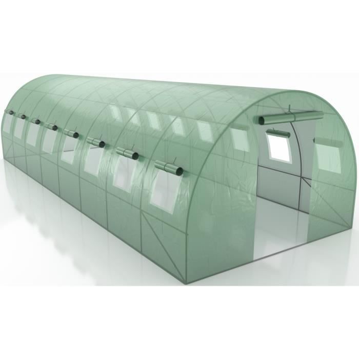 Serre de Jardin - PE armé - 24m² - Vert - Protection anti-UV