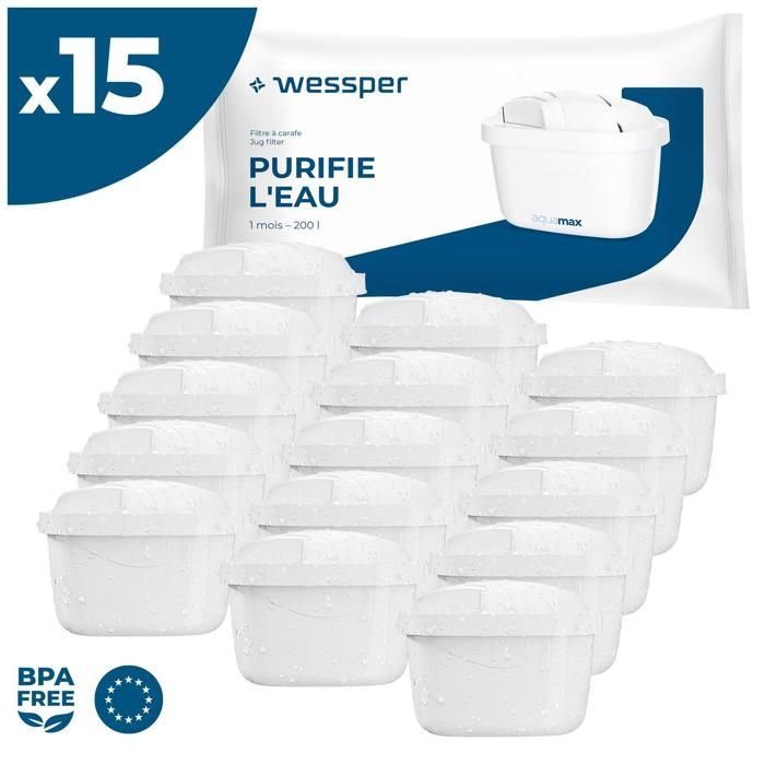 Cartouche filtrante - Wessper - cartouche pour Brita - Lot of 15 - Remplacement pour Brita Maxtra, Style, Merella Cool, Mavea Elemar
