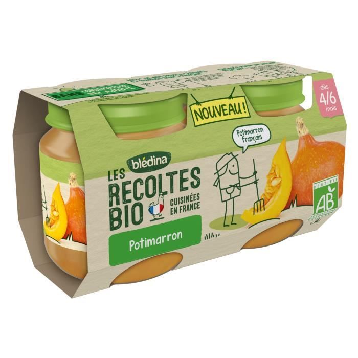 Blédina Bio-Ernten, Bio-Babynahrung ab 4/6 Monaten, Kürbis, 2 x 130 g
