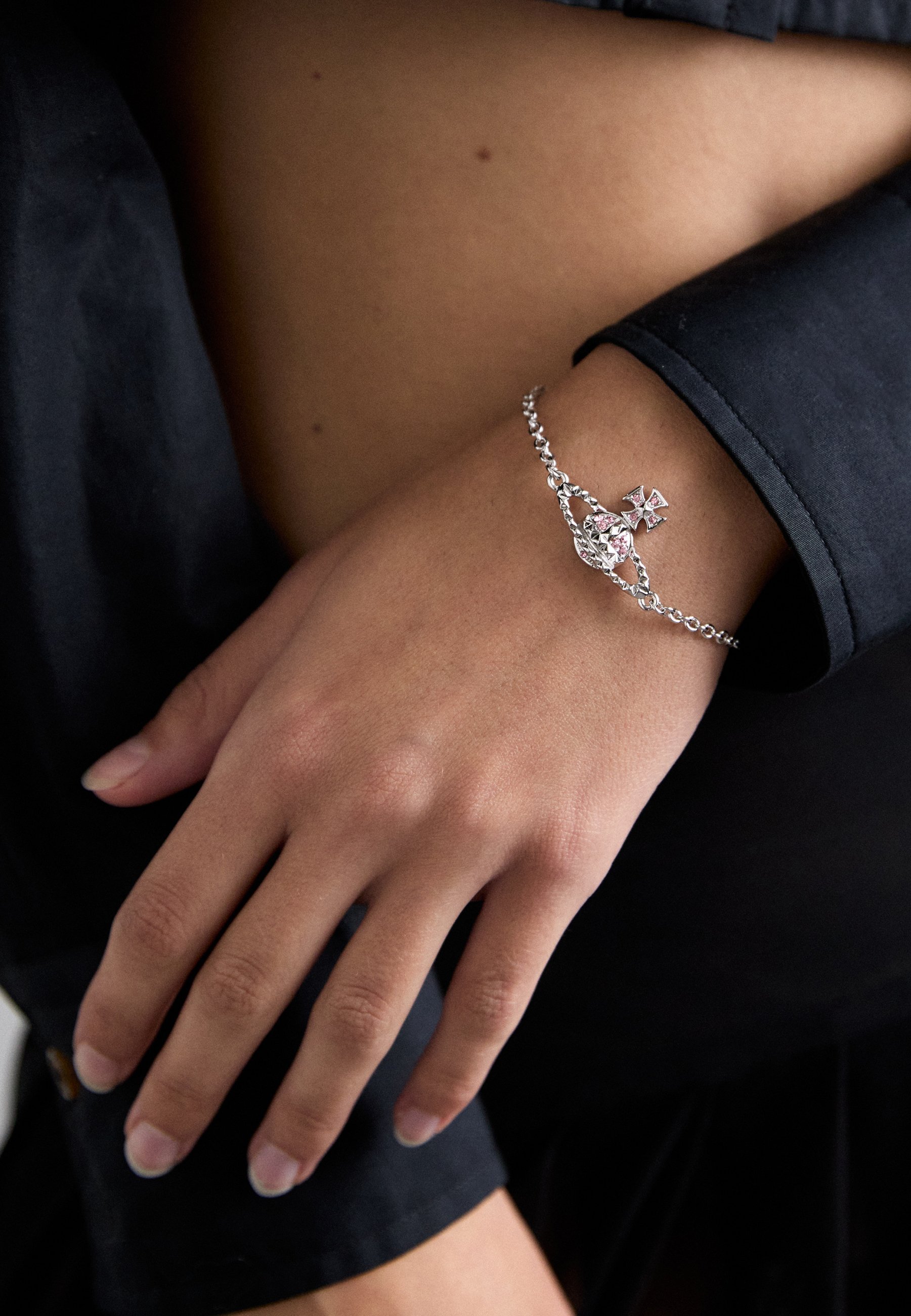 ΒΡΑΧΙΟΛΙ Vivienne Westwood MAYFAIR BAS RELIEF - Βραχιόλι - ανοιχτό ροζ κρύσταλλο/ασημί χρώμα