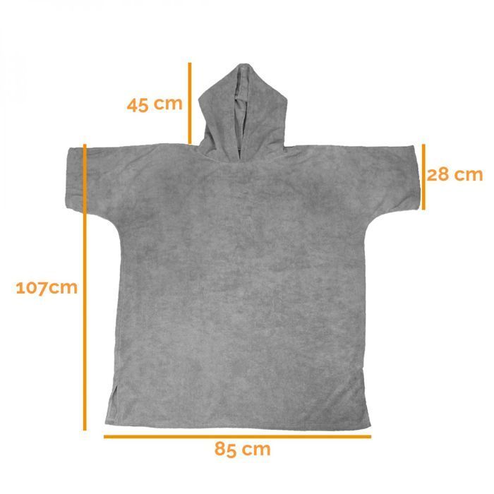 Poncho da bagno o da spiaggia per adulti Vivezen - Grigio