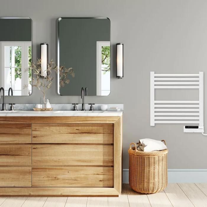 TROTEC TWH 300 S — Wall-mounted electric towel warmer with WiFi, 300W, IP24, white, 50×12.4×52.5 cm