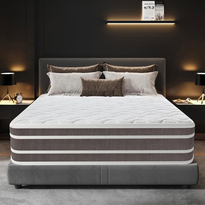 Colchón extragrueso de 28 cm (140 x 190 cm) - Espuma viscoelástica y muelles ensacados - 8 zonas - Ergonómico - Antibacteriano y antiácaros