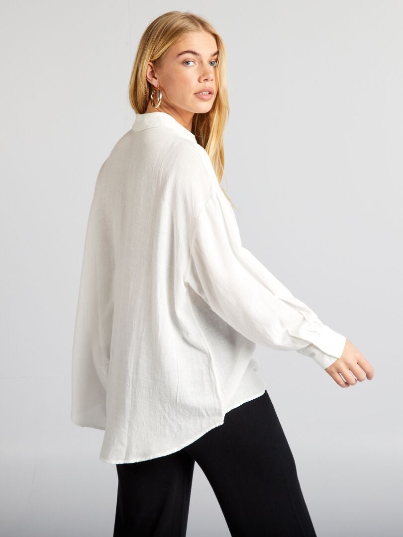 Camisa de color liso - BLANCA
