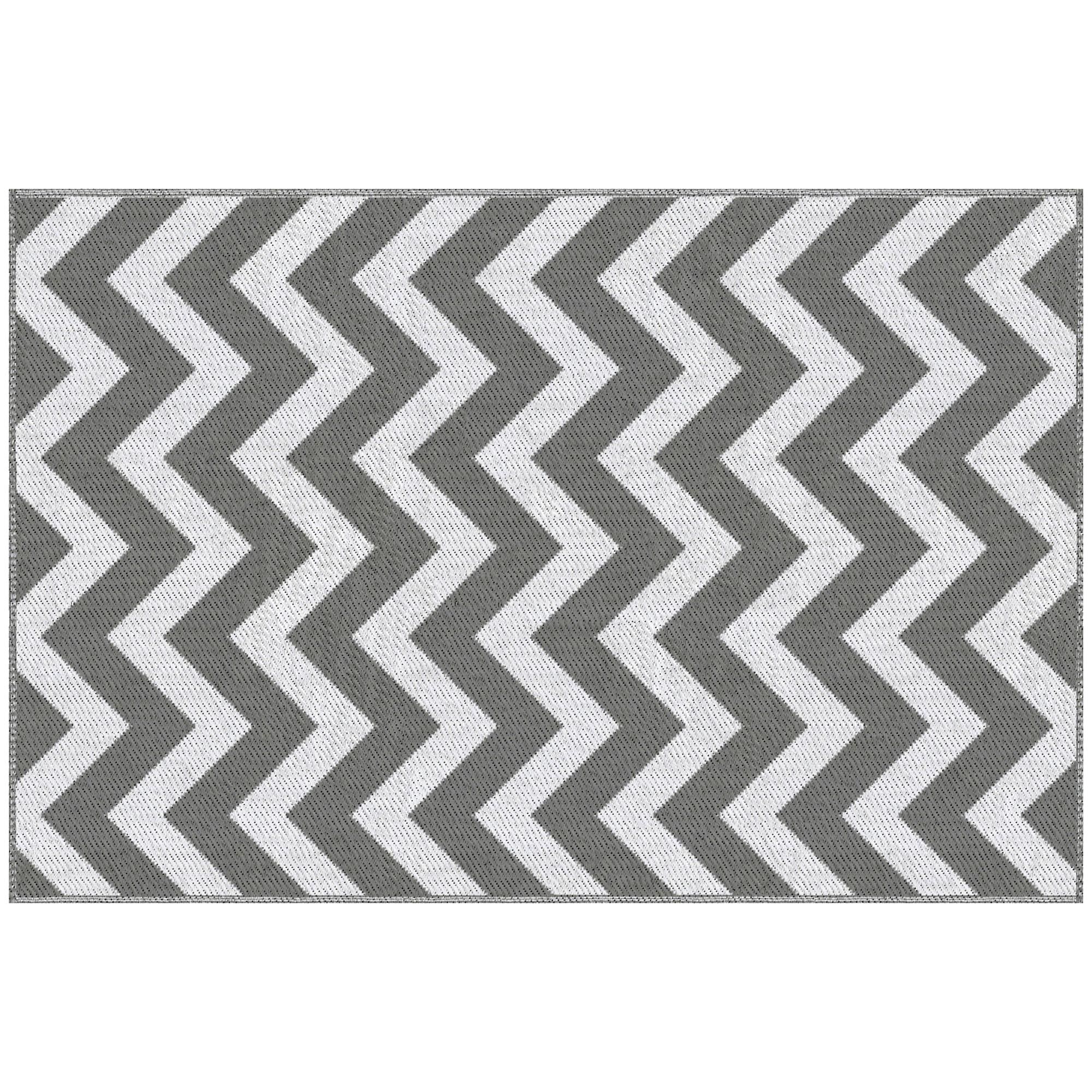 Thickened mat, outdoor rug, waterproof synthetic rug, 121x182cm, light grey+white, for balcony
