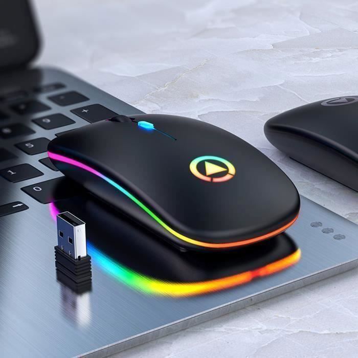 Mouse sem fio recarregável ergonômico, silencioso, com retroiluminação LED, portátil, mini mouse charmoso, compatível com PC e computador.