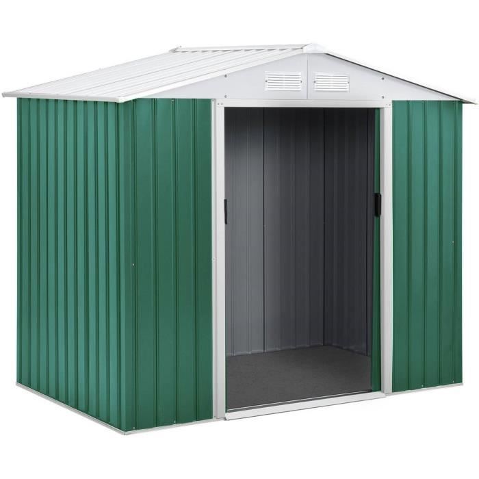 Metalen tuinschuur - HOME AND GARDEN - Rosas - 2,71 m² - Groen - Gegalvaniseerd staal