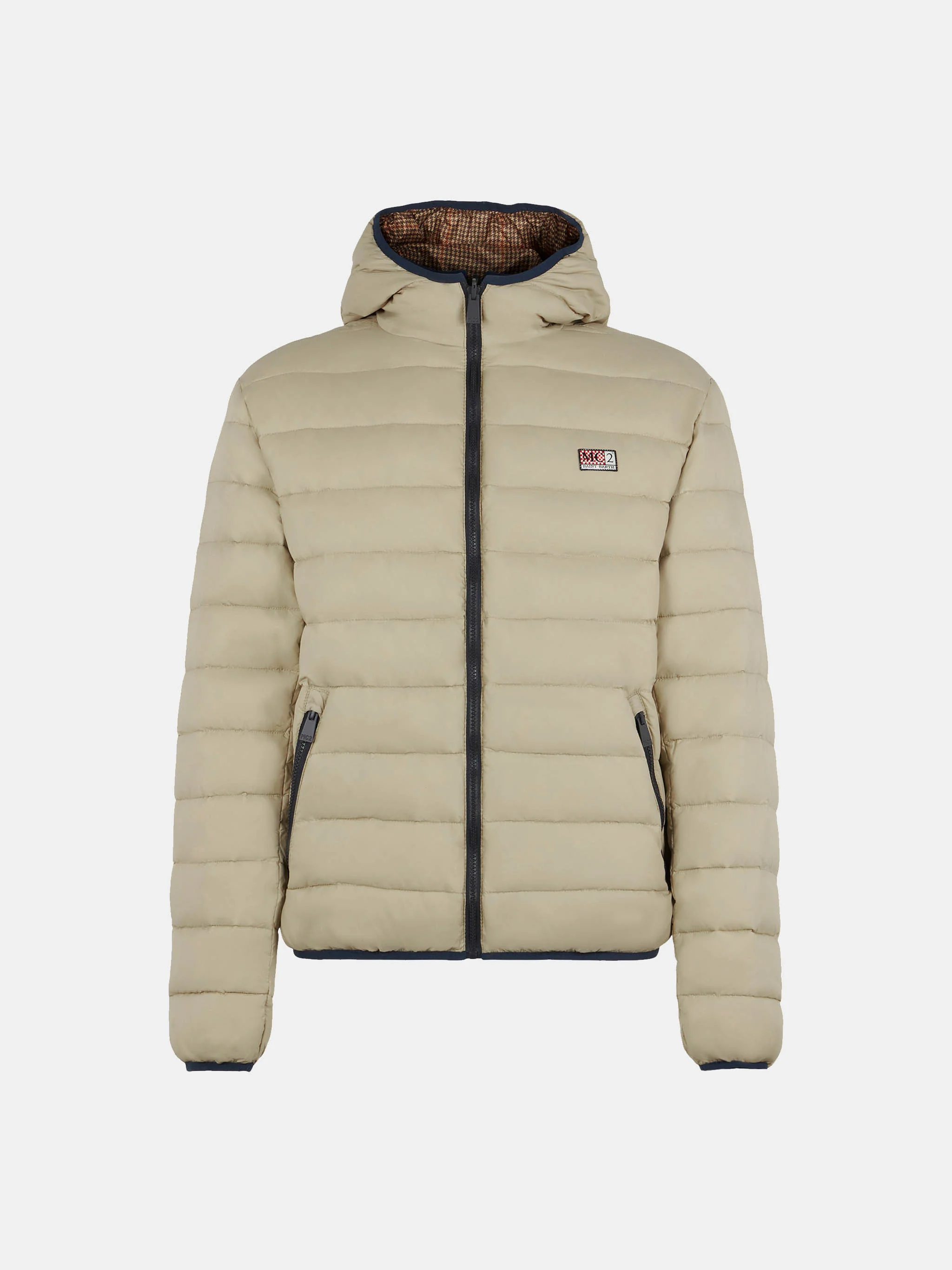 Beige dubbelzijdige donsjas voor heren