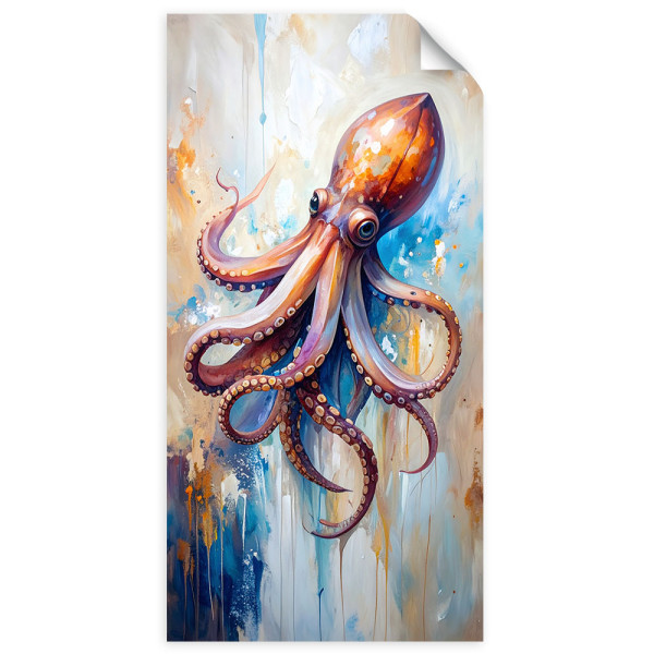 Plakat samoprzylepny do salonu Feeby Ośmiornica Owocze morza 40x80