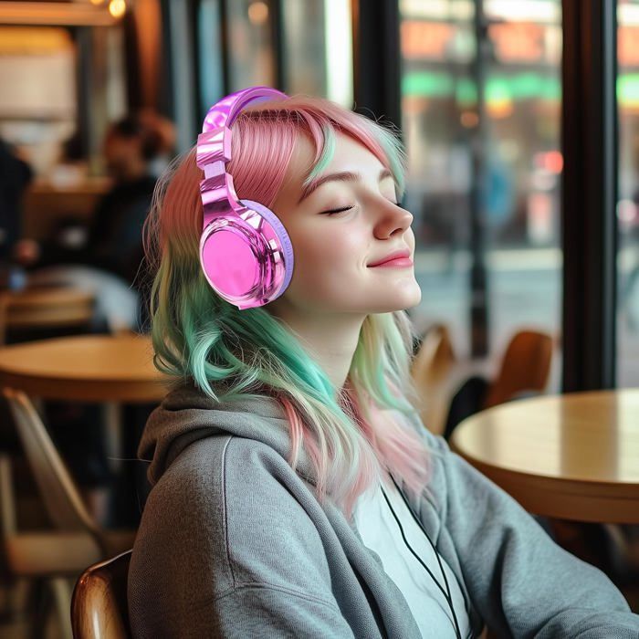 Auriculares inalámbricos infantiles, metálicos, Bluetooth 5.3, micrófono incorporado, plegables, para niñas, niños, adolescentes, iPad, PC, tablet (morado)