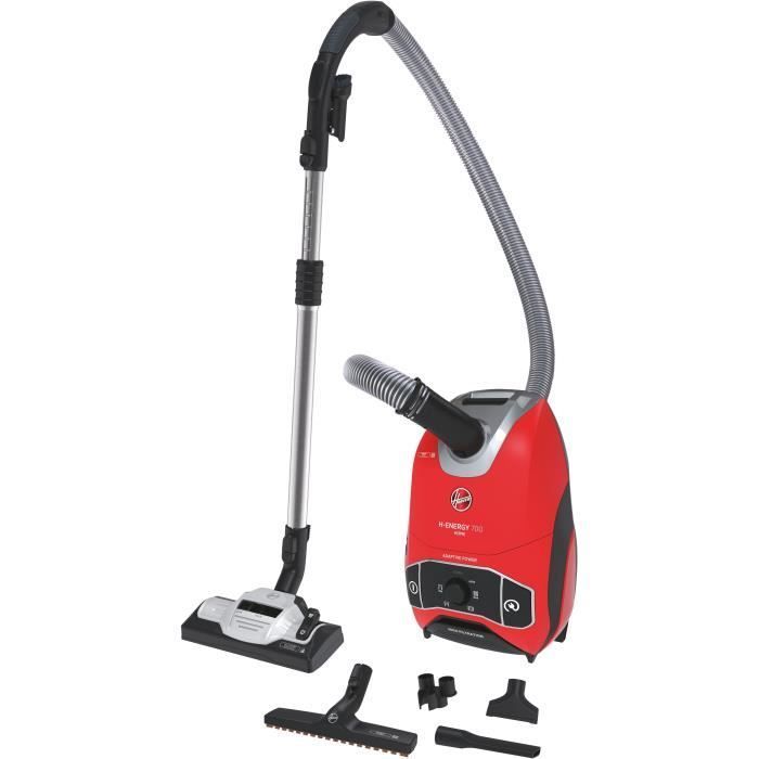 HOOVER HE710HM Stofzuiger met stofzak, ultra krachtig 850W, stil 64 dB, grote capaciteit van 5 liter + parketborstel - rood en